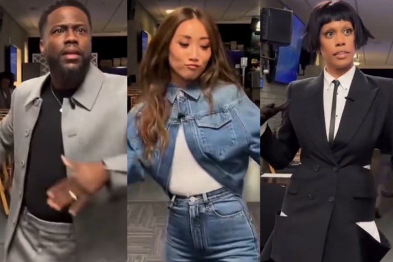 Jennifer Hudson Show Spirit Tunnel Style: Brenda Song in Denim Alaia Flared Jeans and Jacket, Kevin Hart in a Gray Dior Suit, Laverne Cox in a Cut Out Alexander McQueen Blazer Dress, and More!