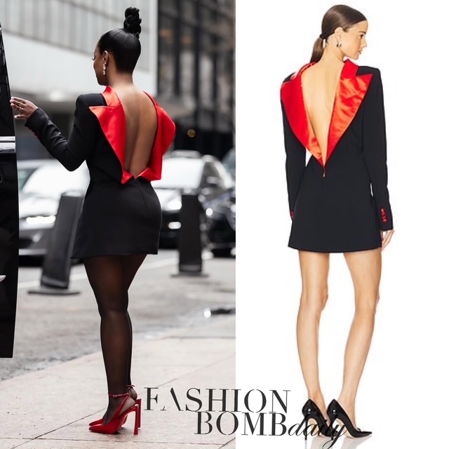 Kandi Slays In Laquan Smith Black And Red Reverse Blazer Dress To Promote Othello On Broadway Final