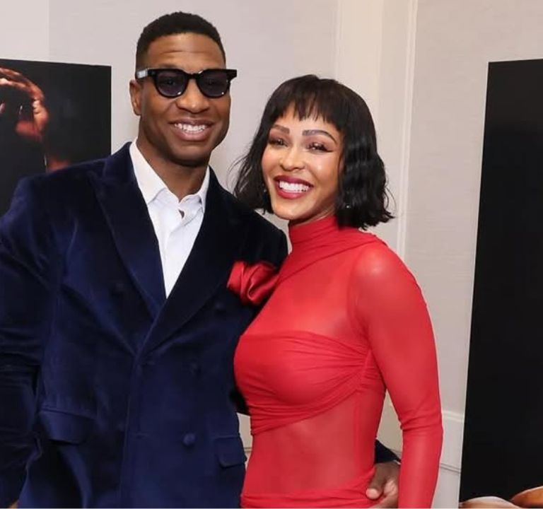 Meagan Good Attends ‘Magazine Dream’ Screening with Husband Jonathan Majors in a Red Do Long Official Dress