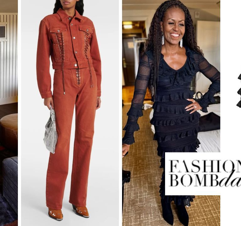 Michelle Obama Wore a Earth Brown Paco Rabanne Set and a Black Zimmermann Dress to SXSW