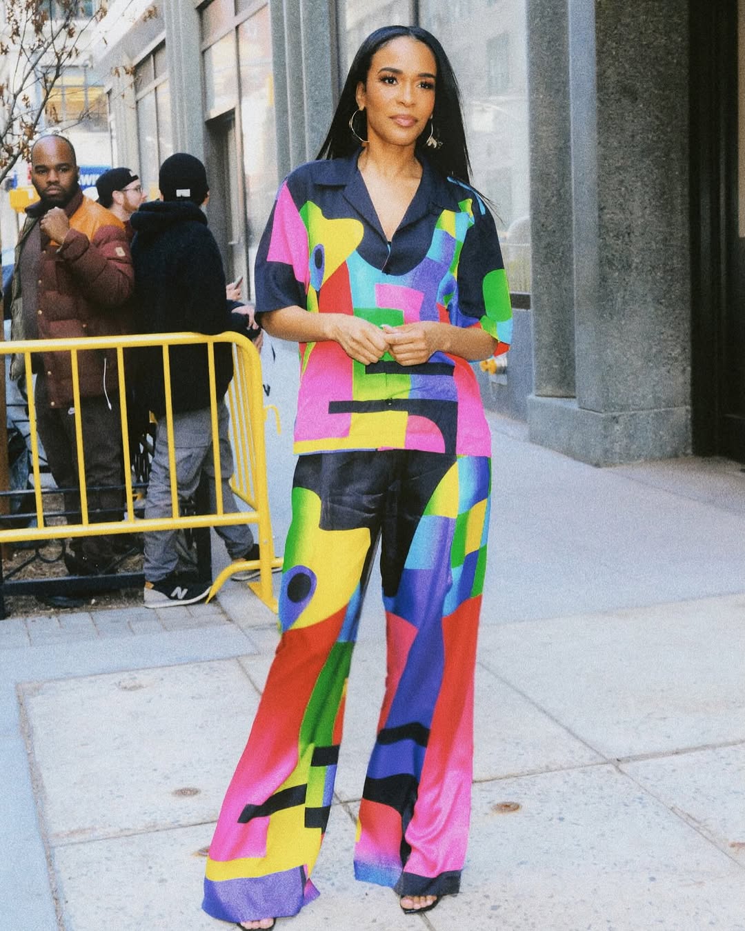Michelle Williams Stuns In A Multicolor Bruce Glen Ameoba Set On The Tamron Hall Show Shop The Look Here 1