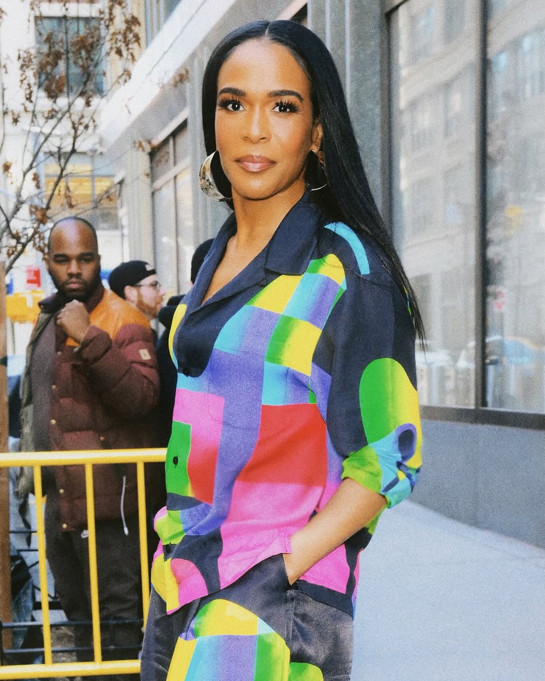 Michelle Williams Stuns In A Multicolor Bruce Glen Ameoba Set On The Tamron Hall Show Shop The Look Here 2