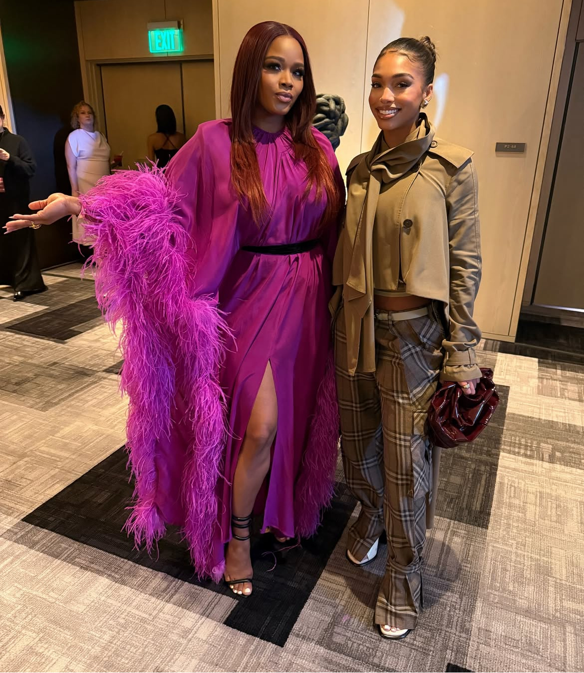 On The Scene At Essence Black Women In Hollywood Teyana Taylor In A Blush Amiri Gown Lori Harvey In A Nude Plaid Burberry Look Meagan Good In A Peach Custom Eman Alajilan Dress 13 1