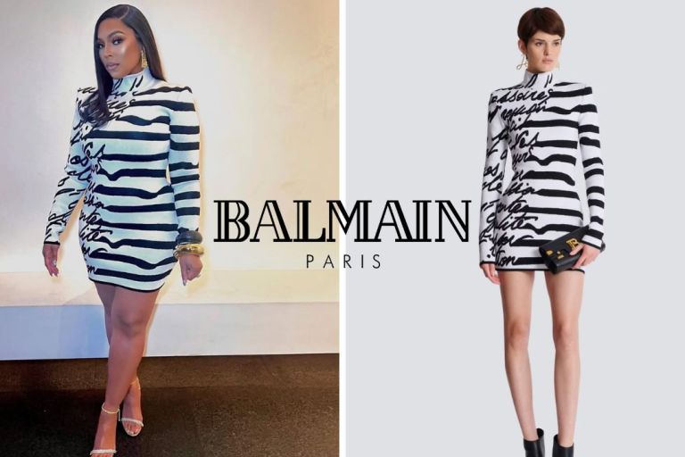 You ask, we answer! Ashanti Posed for the ‘Gram in a Black and White Balmain Dress