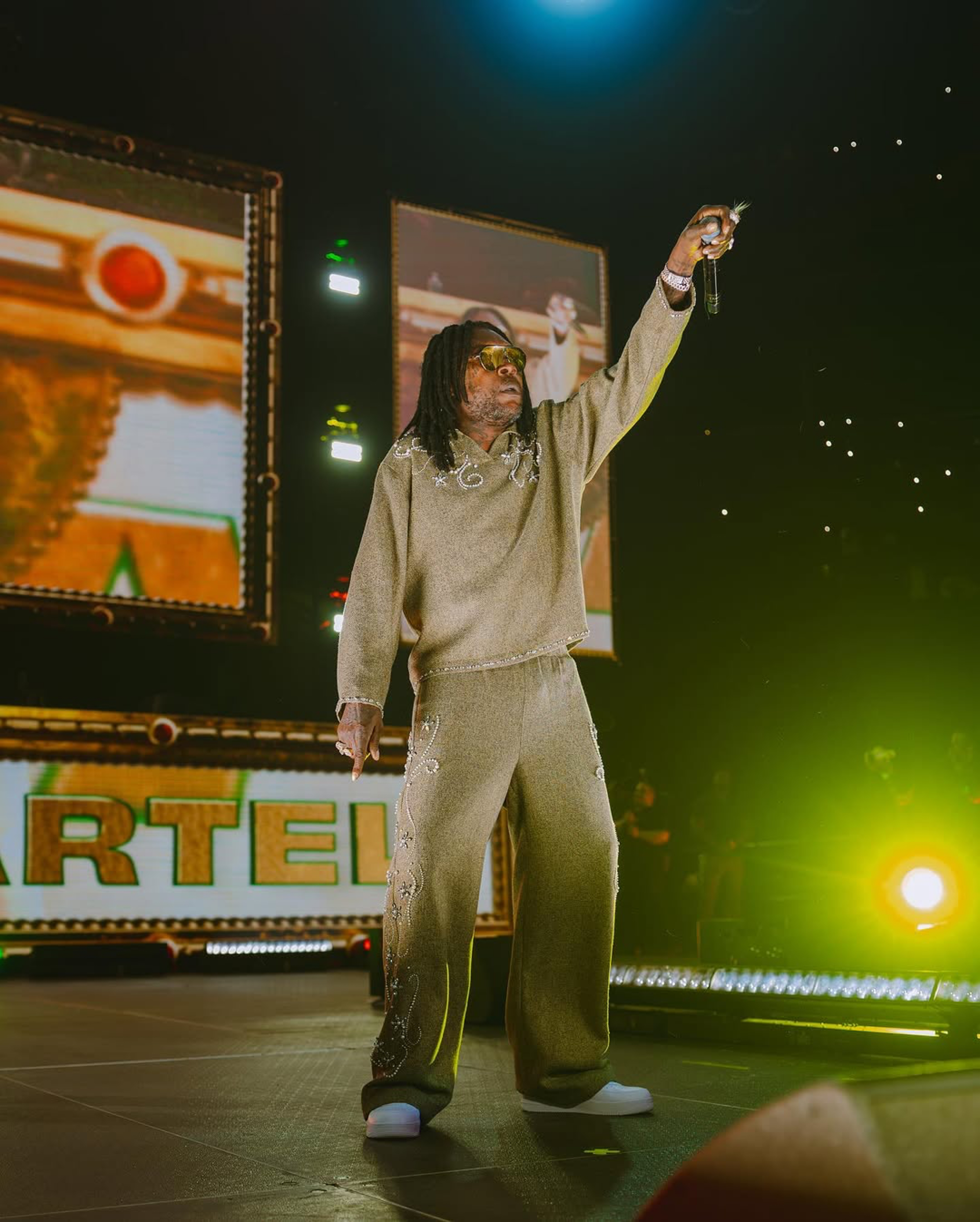 2 Vybz Kartel Wears A Birth Of Royal Child Embellished Sweater Pant Set While Performing At Barclays Center