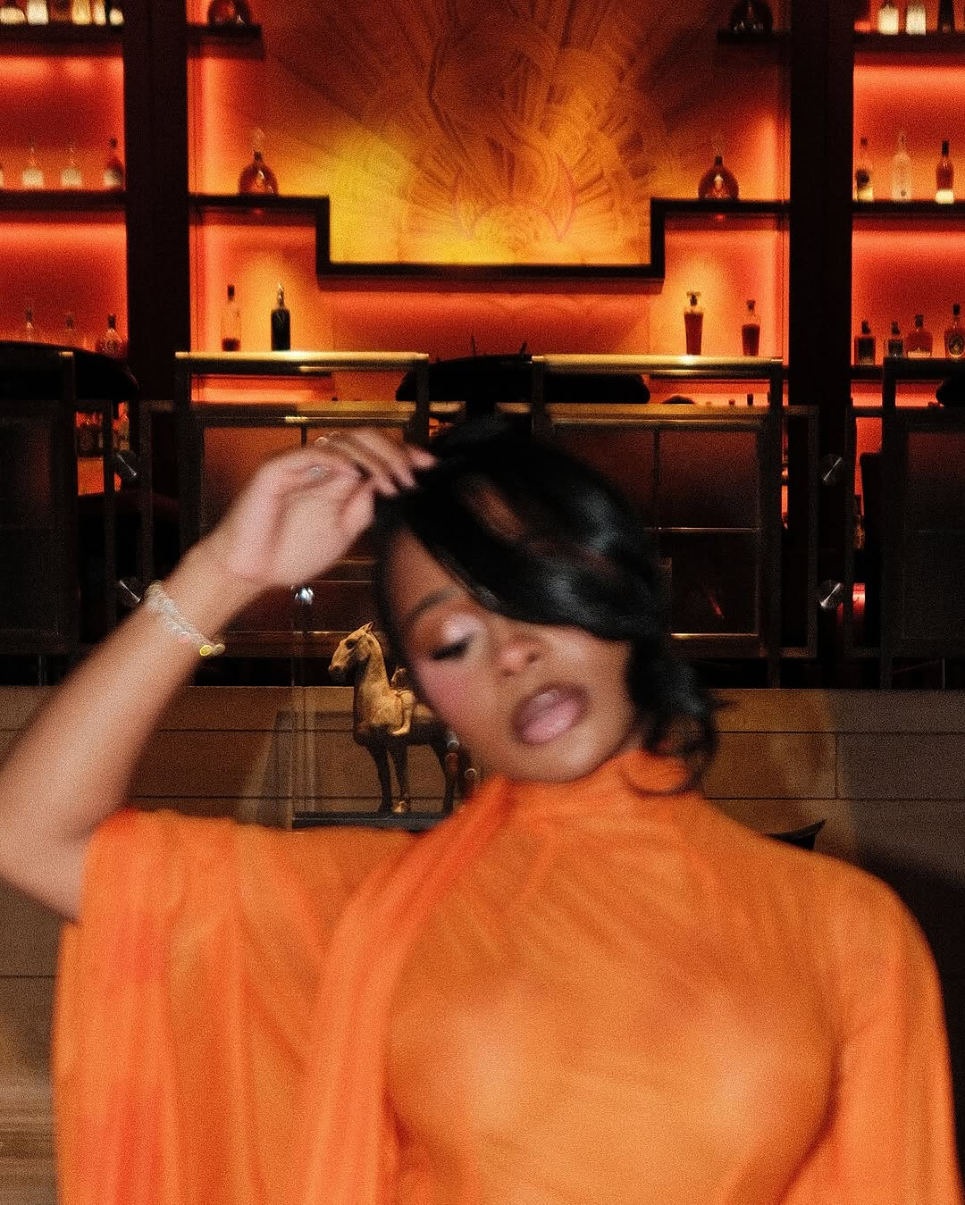 89898 98 Jayda Cheaves Wears Laquan Smith Orange Gown And Brandon Blackwood Bomb Accessories To The Black Arts Council Benefit