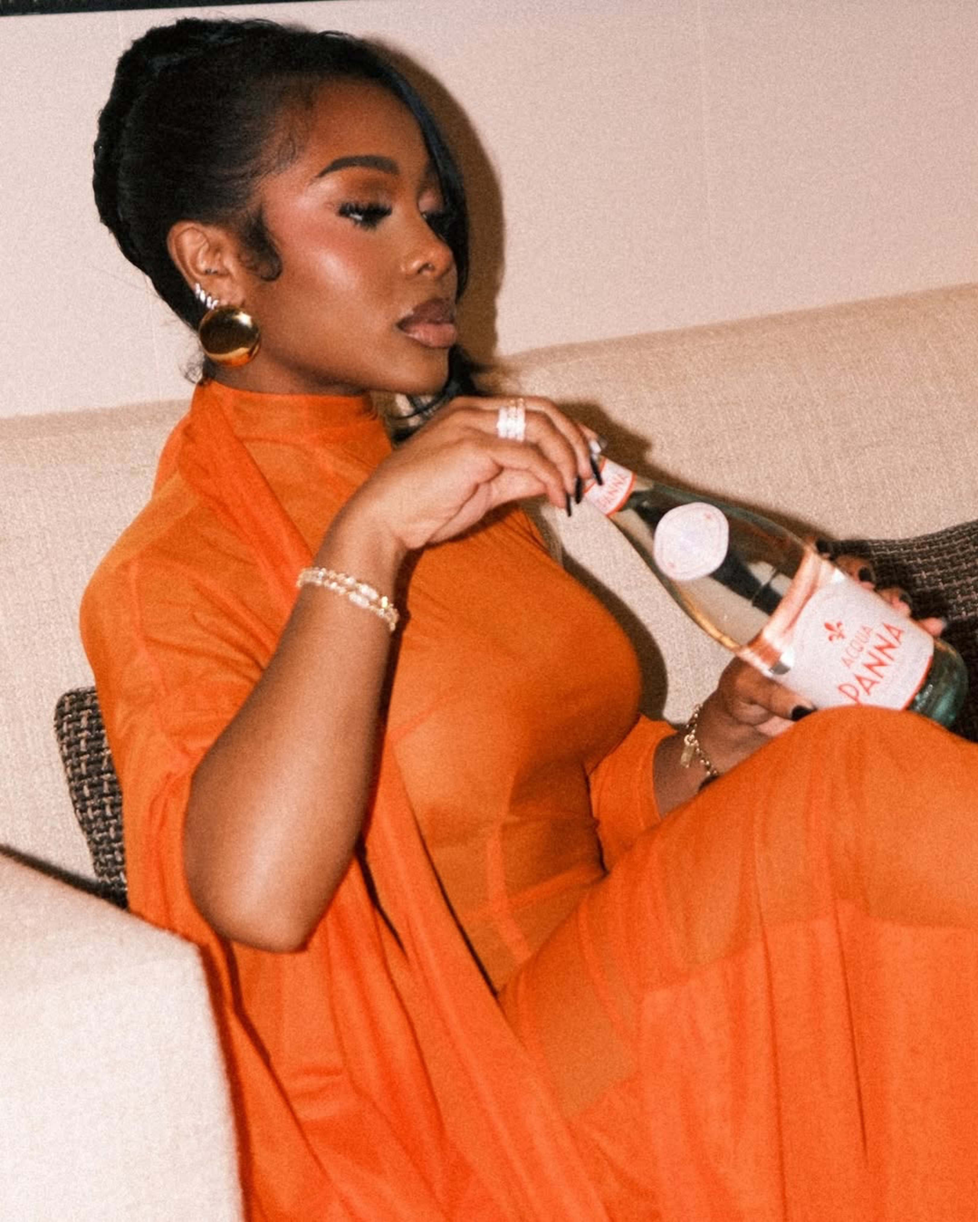 9 Jayda Cheaves Wears Laquan Smith Orange Gown And Brandon Blackwood Bomb Accessories To The Black Arts Council Benefit