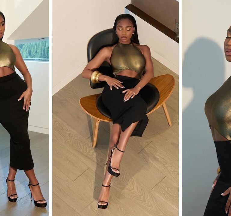 Another Look: Normani Wore a Gold and Black Vintage Geoffrey Beene Vintage 1999 Look to the Fashion Trust Awards