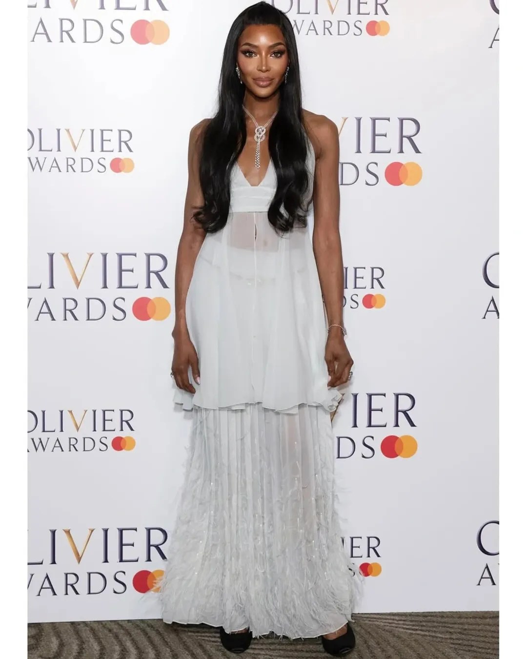 Naomi Campbell Wore A White Chanel Sheer Gown To The Olivier Awards 1