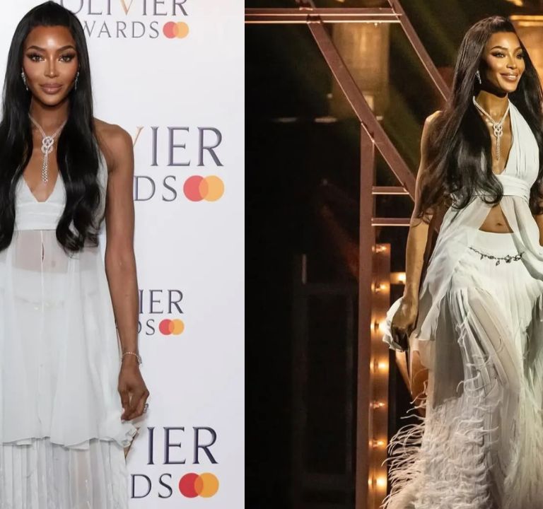 Naomi Campbell Wore a White Chanel Sheer Look to the Olivier Awards