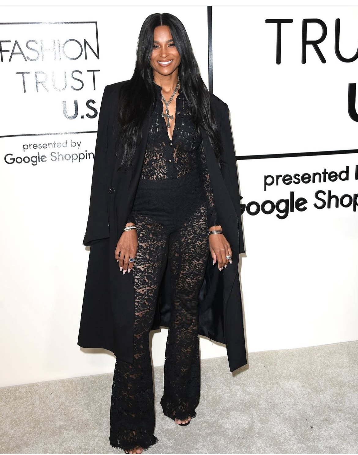 On The Scene At The Fashion Trust US Awards Kerry Washington In A Gold Beaded Burberry Gown Ciara In A Black Lace Dundas Look Taraji Henson In A Red Leather Simkhai Dress More 10
