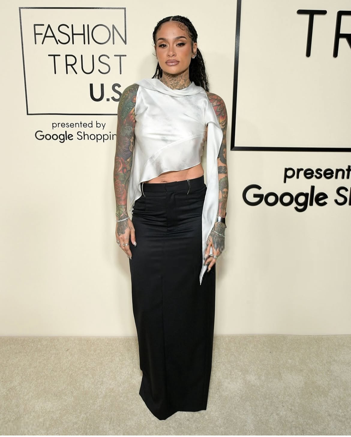 On The Scene At The Fashion Trust US Awards Kerry Washington In A Gold Beaded Burberry Gown Ciara In A Black Lace Dundas Look Taraji Henson In A Red Leather Simkhai Dress More 2