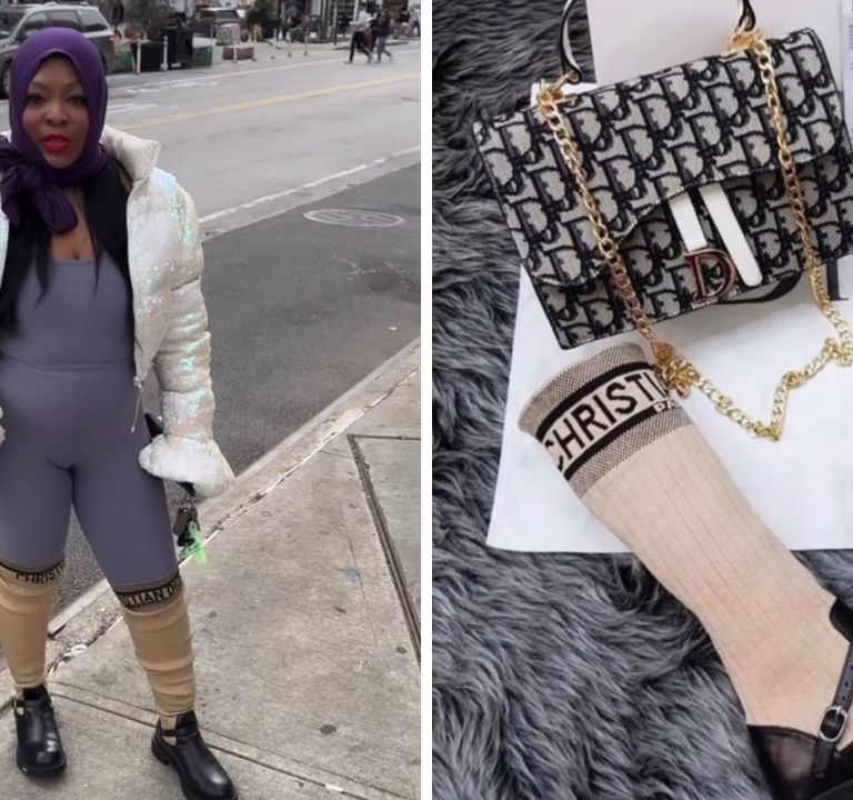 Onijah Robinson Was Spotted in a Purple Savage X Fenty Set with a White Sequined Jacket and Christian Dior Boots