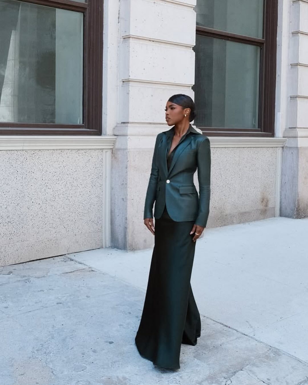 Ryan Destiny Wore An Emerald Green Ralph Lauren Monochromatic Look To The Brands Latest Runway Show 3