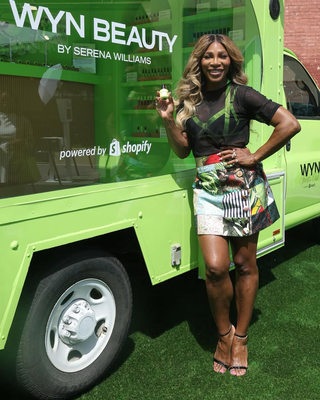 Serena Williams Wore A Multicolor Dolce Gabbana Skirt To The WYN Beauty By Serena Williams Pop Up 3