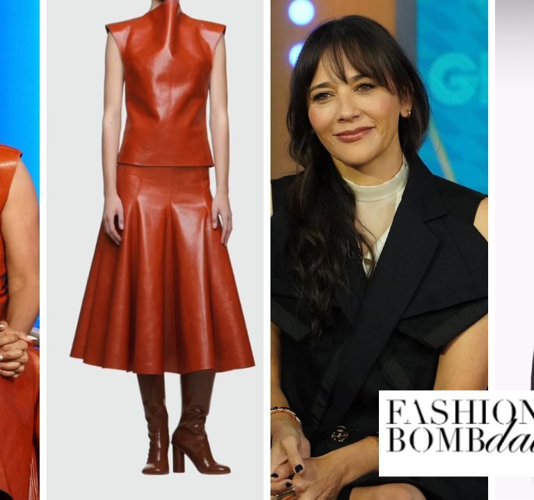 Tracee Ellis Ross Wore a Burnt Orange $1,670 ‘Entire Studios’ Leather Look Alongside Rashida Jones in a Black $2,205 Sacai Vest on Good Morning America