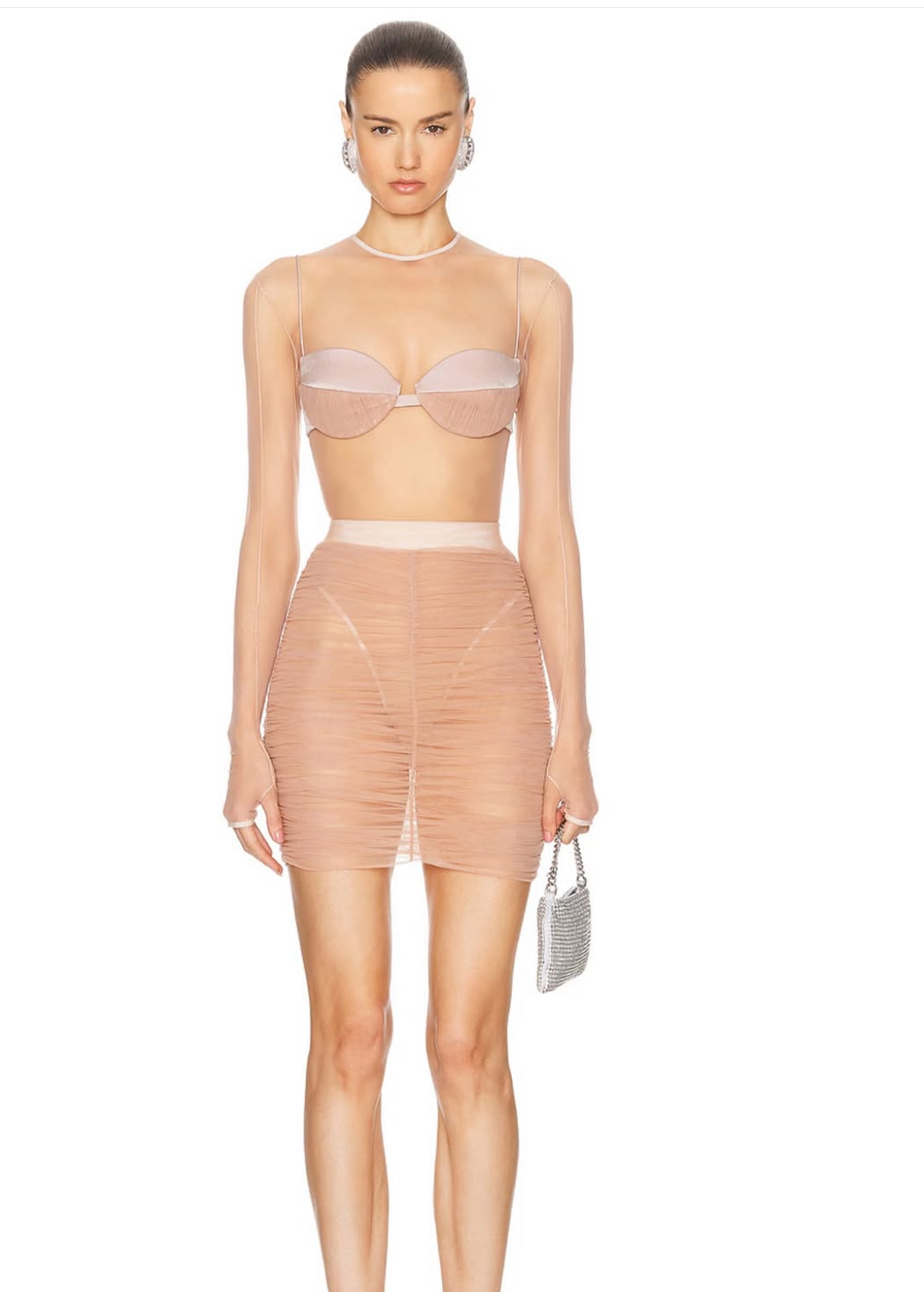 You Ask We Answer LaLa Posed In A Nude Sheer Alex Perry Mesh Top And Mini Skirt 4