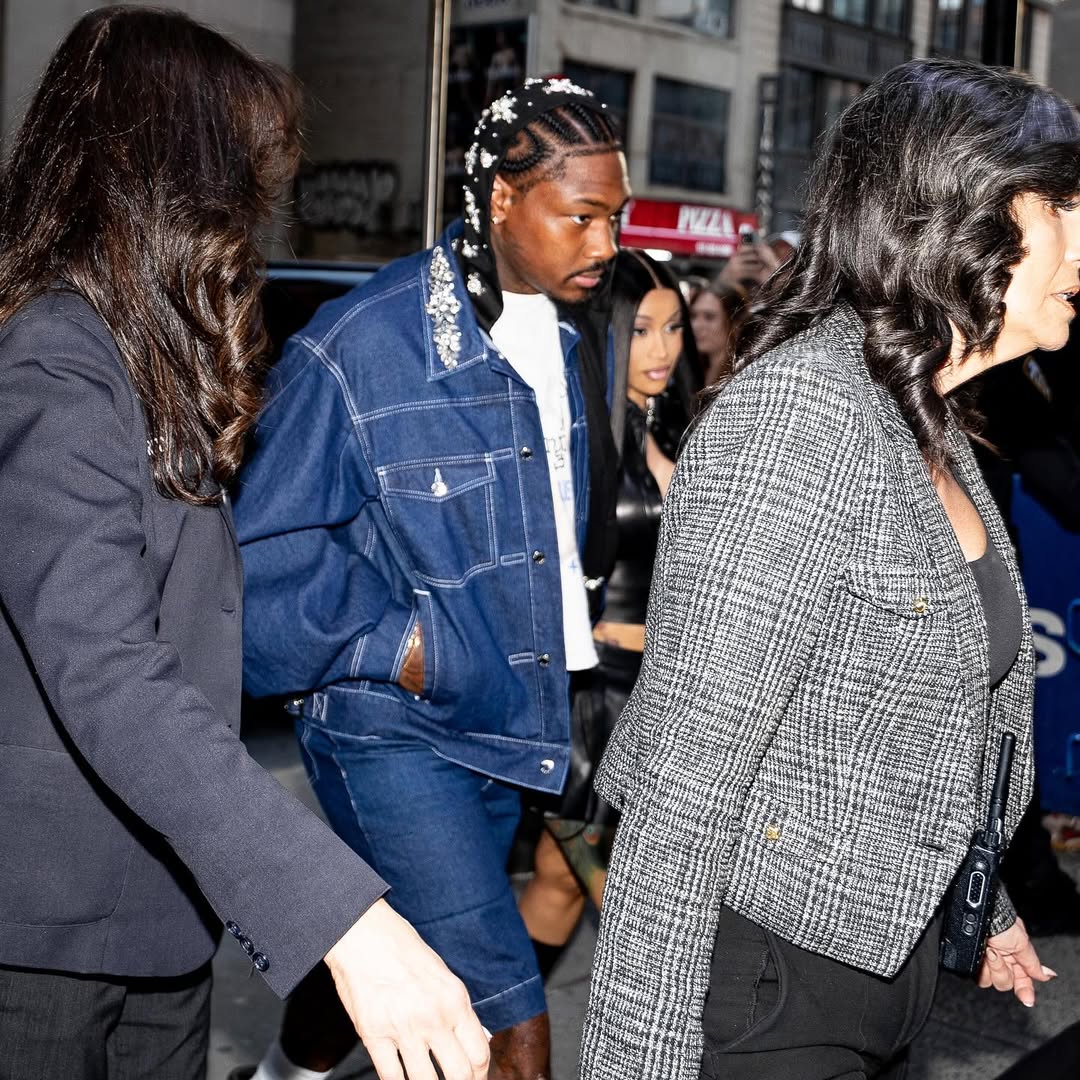 0 New Fashion Bomb Couple Cardi B And Stefon Diggs Sit Courtside With Cardi In A Leather Miu Miu Shirt And Skirt Set And Stefon In Simone Rocha Embellished Denim