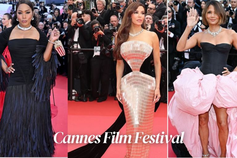 On the Scene at the Cannes Film Festival: Angela Bassett Stuns in a Black Fringe Burberry Gown, Eva Longoria Glistens in a Gold Tamara Ralph Dress & Halle Berry Illuminates in a Black & Pink Celia Kritharioti Look + More!