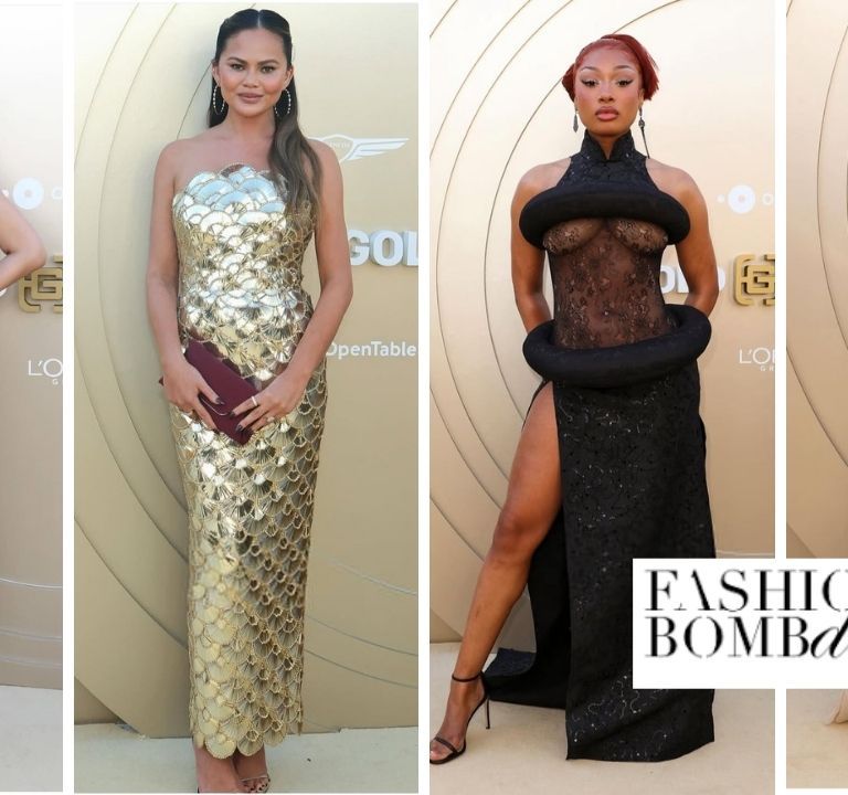 On the Scene at the Gold Gala: Kimora Lee Simmons in a Green Maisonmet Sequined Dress, Chrissy Teigan in a Gold Oscar De La Renta Gown, Megan Thee Stallion in a Black Quine Li Look & More!
