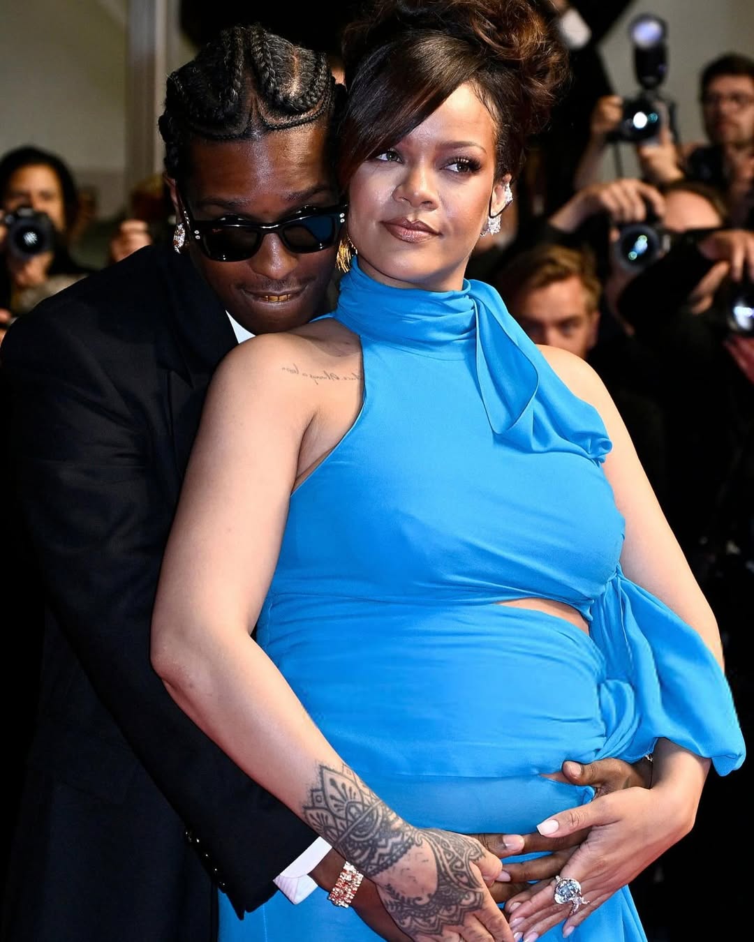 Rihanna Stunned In A Turquoise Alaia Cut Out Gown With Beau AAP Rocky In A Black YSL Suit At The Hiighest 2 Lowest Premiere In Cannes 3