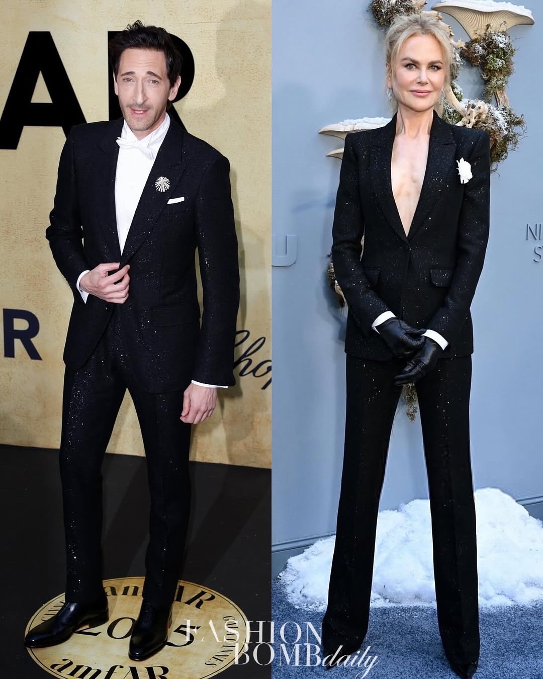 Who Wore It Better Adrien Brody And Nicole Kidman Wore Black Embellished Tom Ford Suits 1