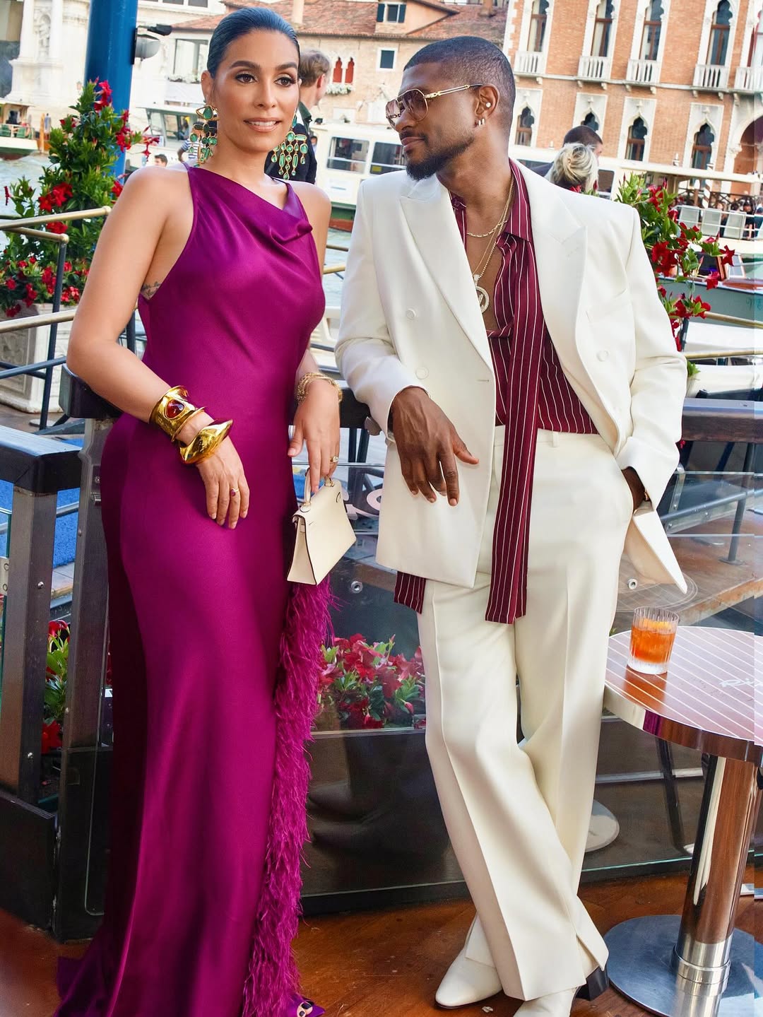 3 Usher And Jennifer Raymond Sizzle In Style In Venice Wearing Berry Lapointe Striped YSL Gucci Ralph Lauren And More