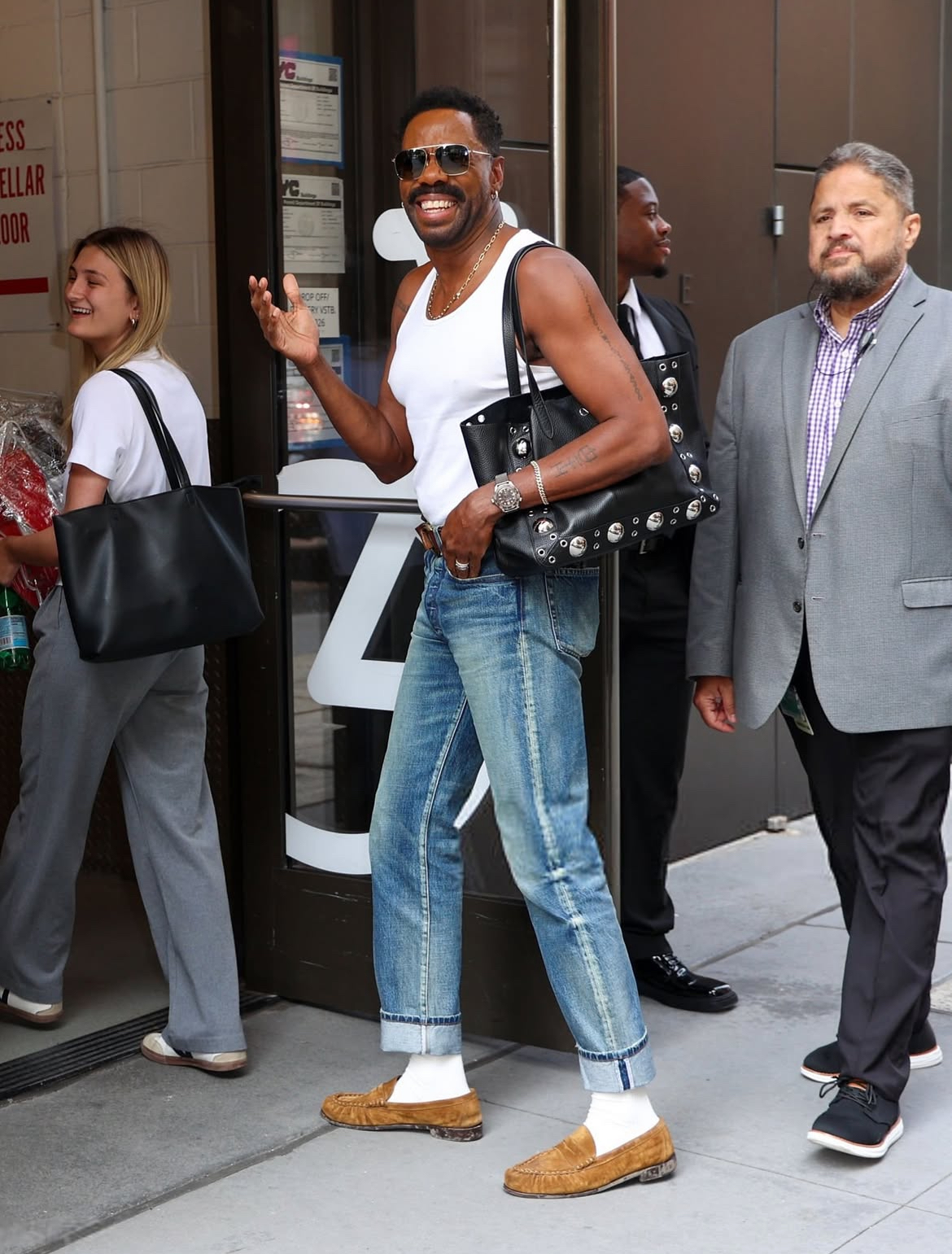 Fashion Bomb Accessories Coleman Domingo Was Captured Sporting A Black 3690 Valentino Studded Bag 3