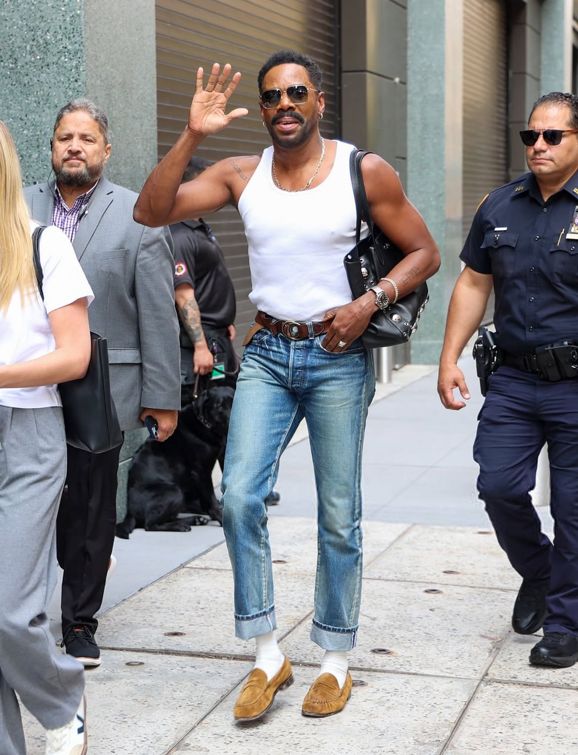 Fashion Bomb Accessories Coleman Domingo Was Captured Sporting A Black 3690 Valentino Studded Bag 4