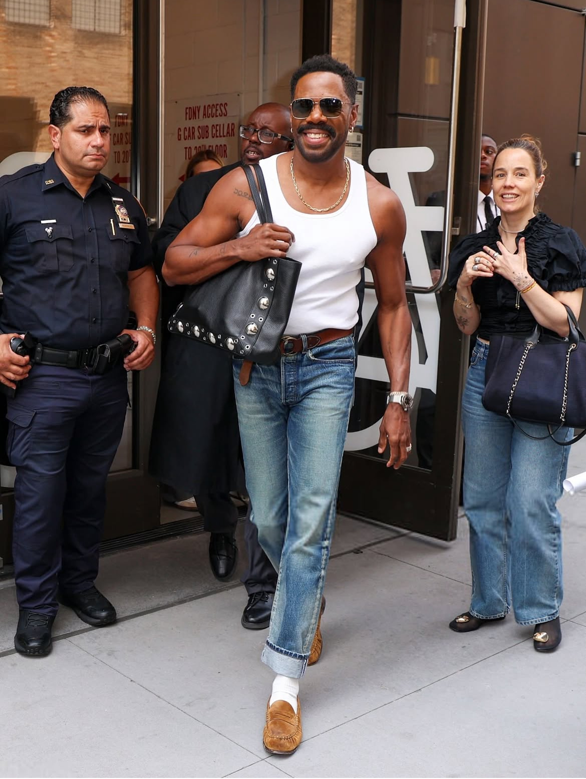 Fashion Bomb Accessories Coleman Domingo Was Captured Sporting A Black 3690 Valentino Studded Bag