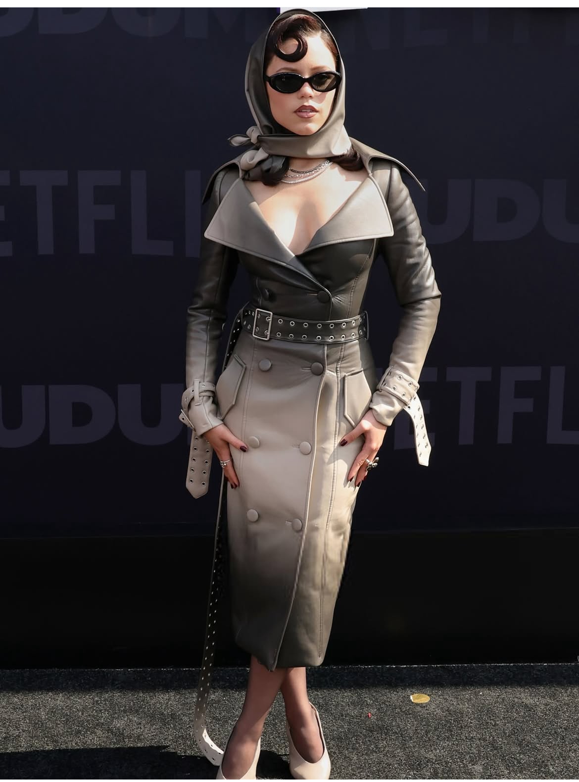 Jenna Ortega Wore A Ombre Mark Hong SS25 Leather Trench To The Netflix Tudum Event In LA 3