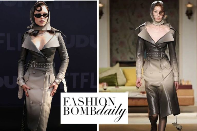 Jenna Ortega Wore a Ombre MarkGong SS25 Leather Trench to the Netflix Tudum Event in LA