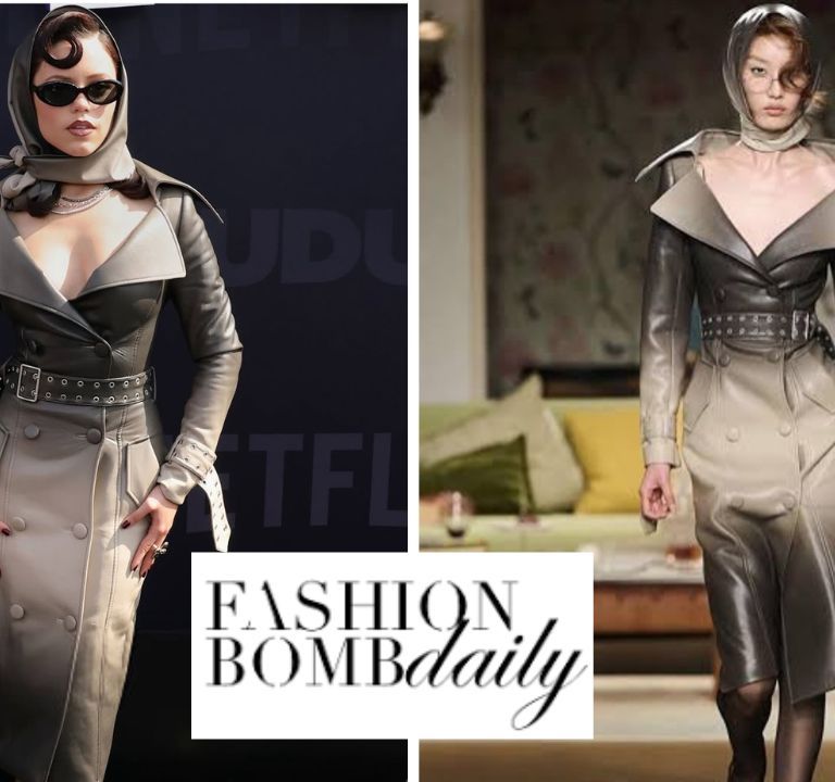 Jenna Ortega Wore a Ombre MarkGong SS25 Leather Trench to the Netflix Tudum Event in LA