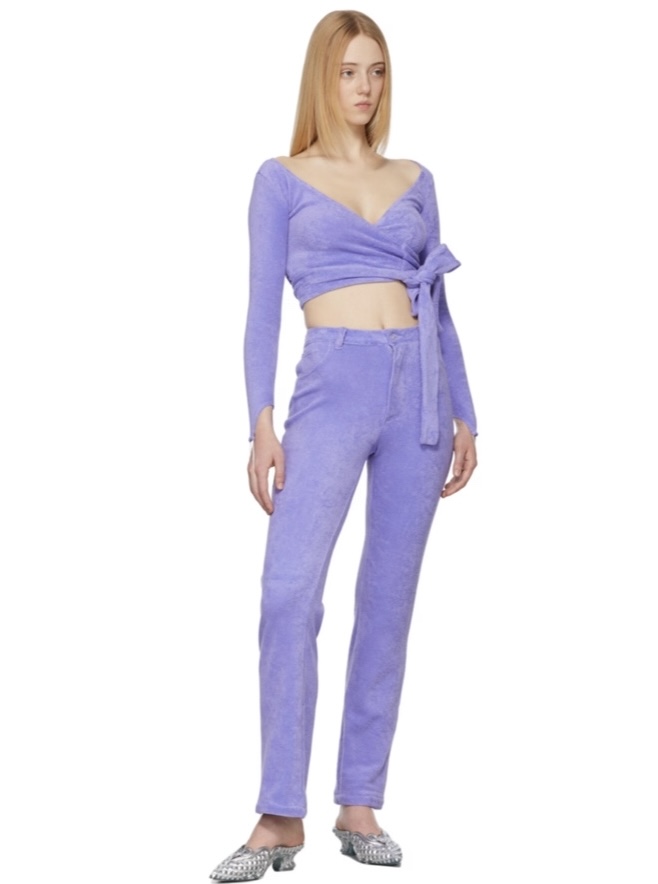 Draya Answers Gen Z Questions With Jalen Green In Purple Terry Cloth Wrap Cardigan And Leggings Set 3FF8311B 0B2C 4E1D AFC2 D6855CF40BAD