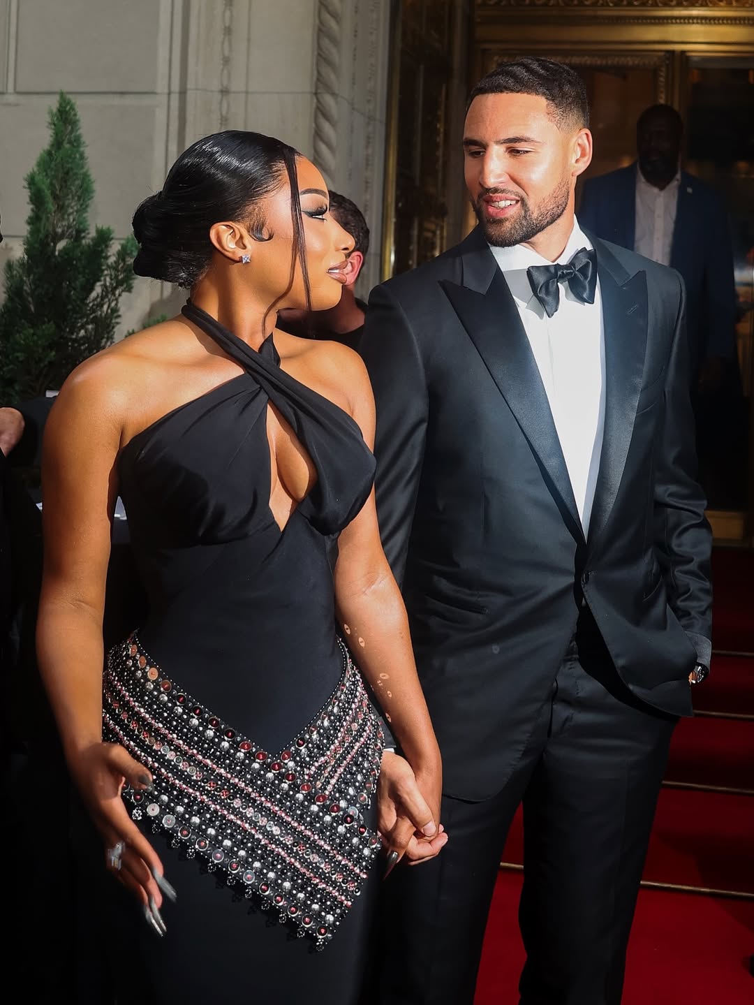 Fashion Bomb Couple Megan Thee Stallion Stunned In A Black Embellished Gown By Off White Alongside Her Beau Klay Thompson 2