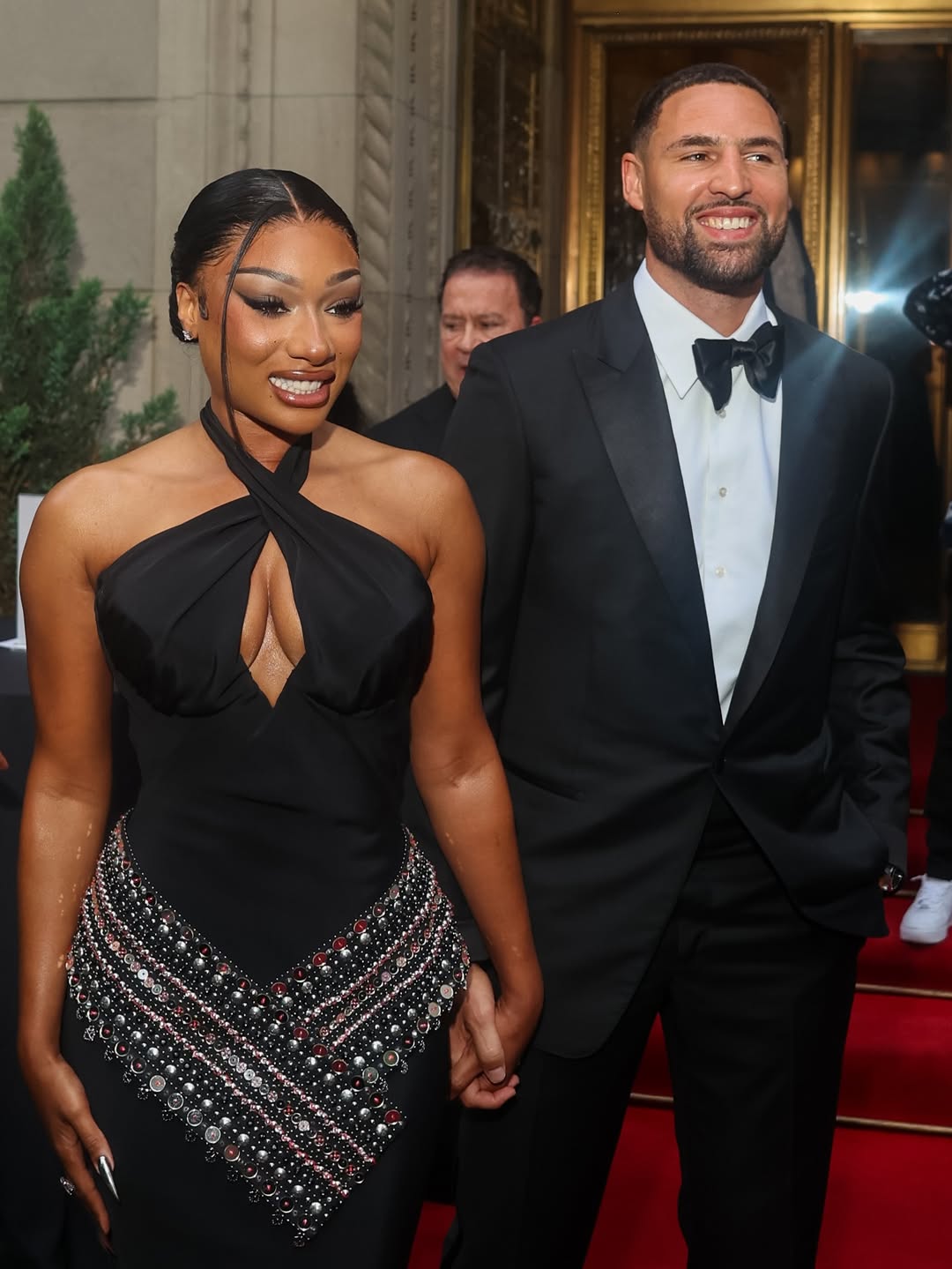 Fashion Bomb Couple Megan Thee Stallion Stunned In A Black Embellished Gown By Off White Alongside Her Beau Klay Thompson 3