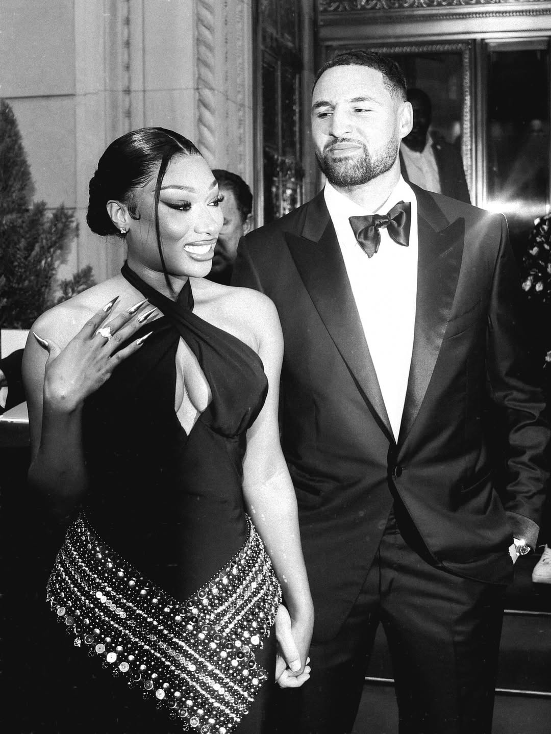 Fashion Bomb Couple Megan Thee Stallion Stunned In A Black Embellished Gown By Off White Alongside Her Beau Klay Thompson 8
