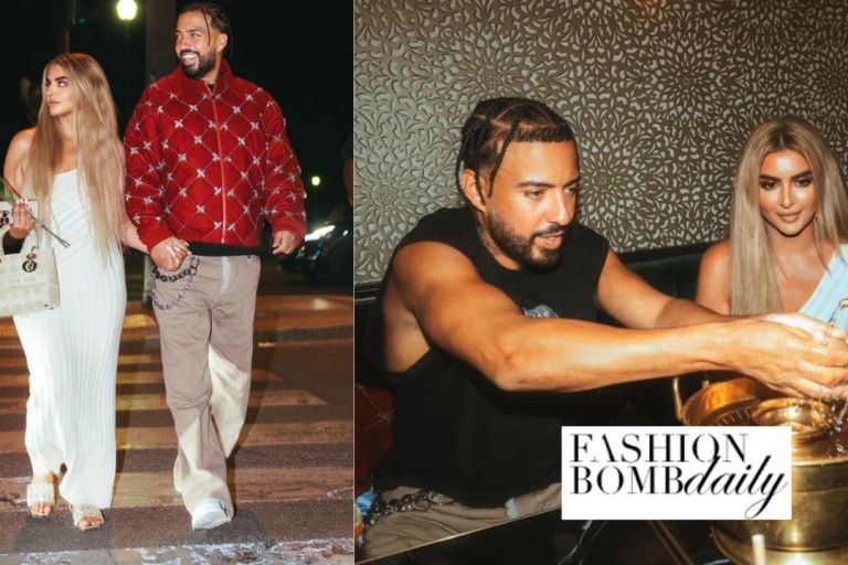 Fashion Bomb Couple: French Montana Steps Out with the  Princess of Dubai in a Red Embellished Bomber Jacket