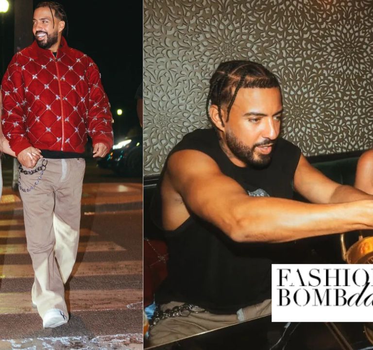 Fashion Bomb Couple: French Montana Steps Out with the  Princess of Dubai in a Red Embellished Bomber Jacket