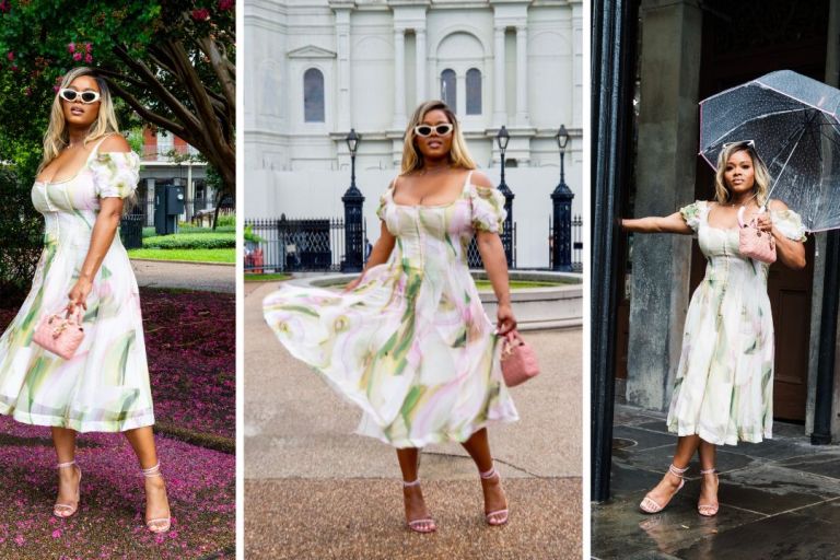 Fashion Bomb CEO Claire Sulmers Stuns in a White Floral Spero Sur Mer Dress During Essence Fest