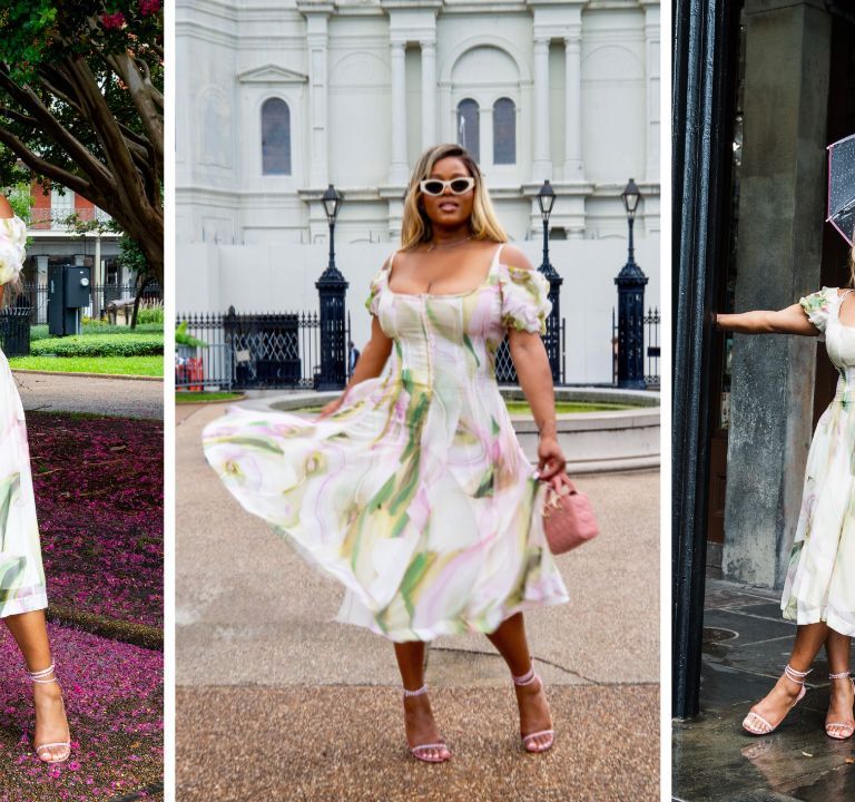 Fashion Bomb CEO Claire Sulmers Stuns in a White Floral Spero Sur Mer Dress During Essence Fest