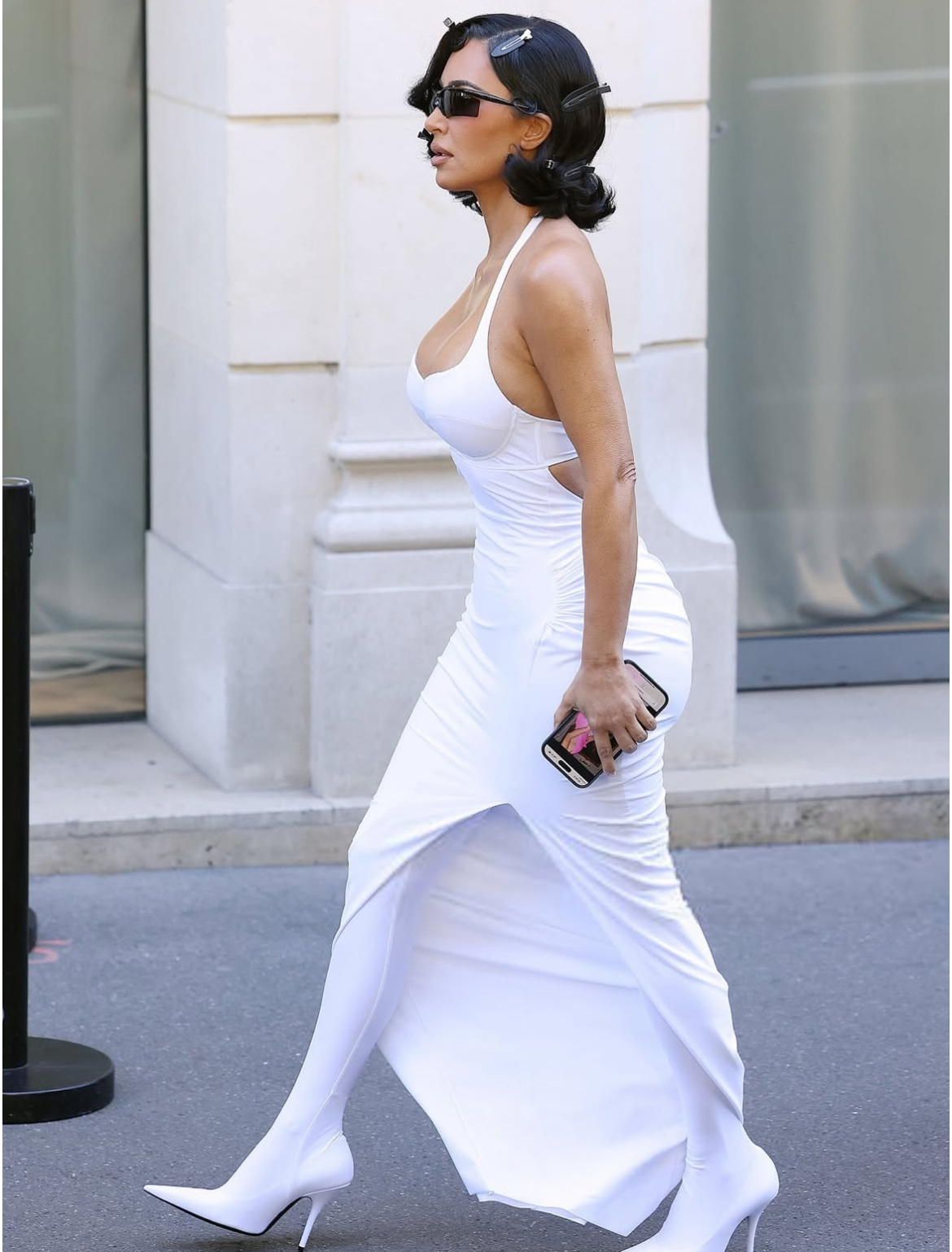 Kim Kardashian Wore A White Balenciaga Monochromatic Look To Paris Fashion Week 1