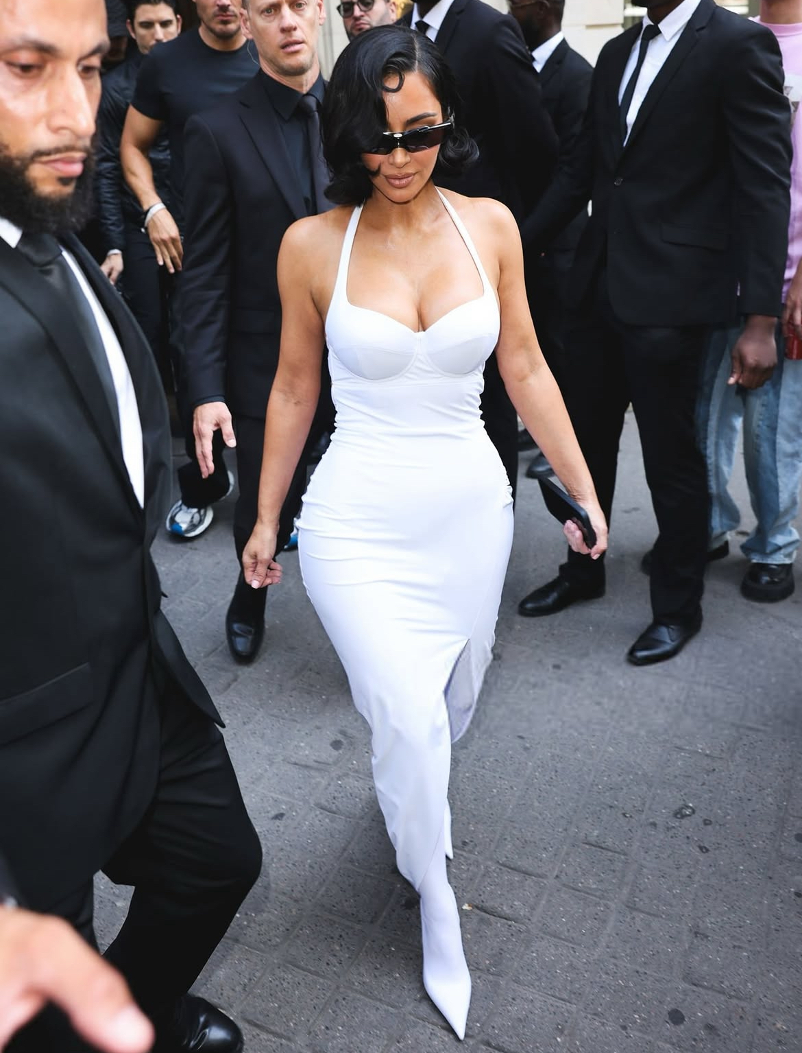 Kim Kardashian Wore A White Balenciaga Monochromatic Look To Paris Fashion Week 2
