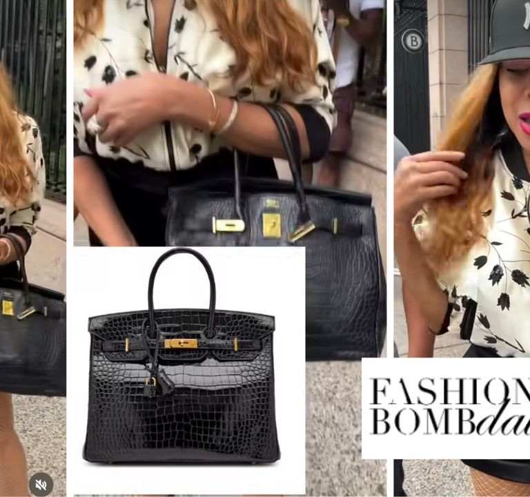 Wendy Williams Was Captured Donning a Cream Mel Maxi Bomber Jacket with a Black Hermes Birkin Bag and Christian Louboutin Sneakers