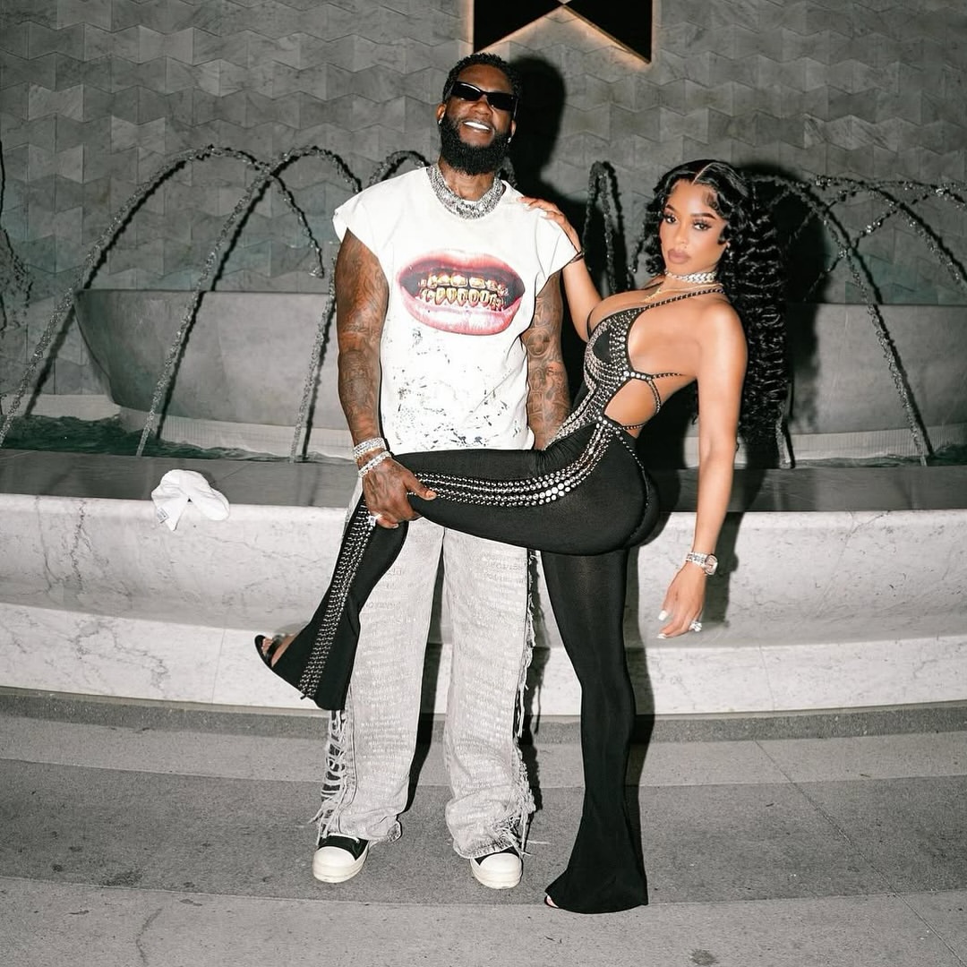 You Ask We Answer Keyshia Kaior Posed In A Black Norma Kamal7i Studded Look Alongside Hubby Gucci Mane