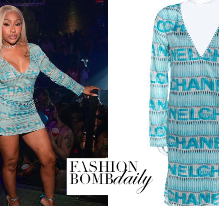Yung Miami Slays in a Blue Chanel SS05 Cover-up at a Club Event in Atlanta