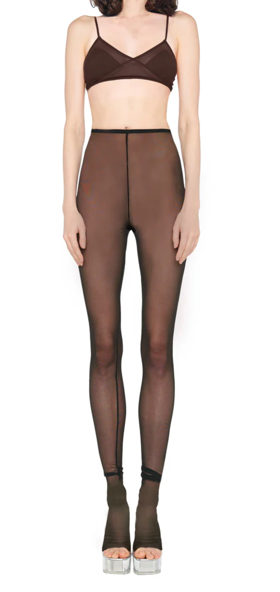 Lataina Norma Kamali Brown Sheer Pants
