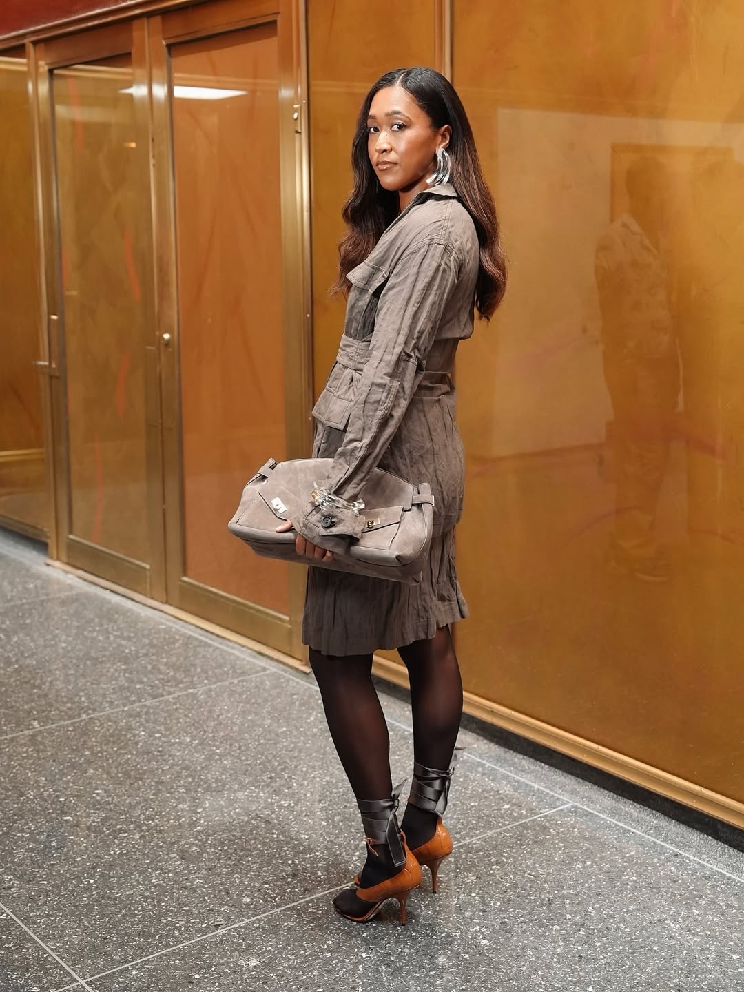 8 Naomi Osaka Stuns In Full Olive Green Ferragamo Look With Alexis Bittar Jewelry On The Today Show