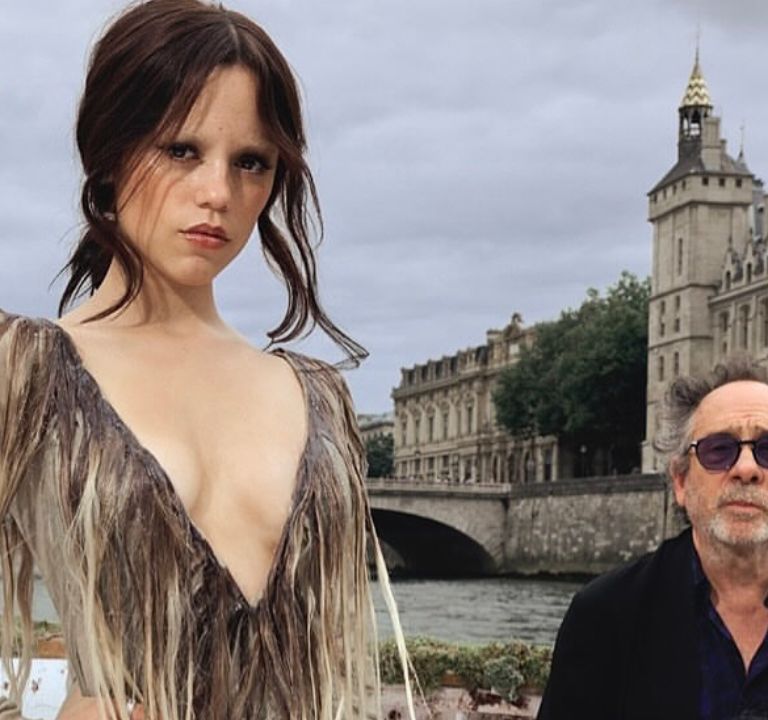 Jenna Ortega Promotes “Wednesday” Season 2 in a Grey Elena Velez YR006: Leech LK29 Dress