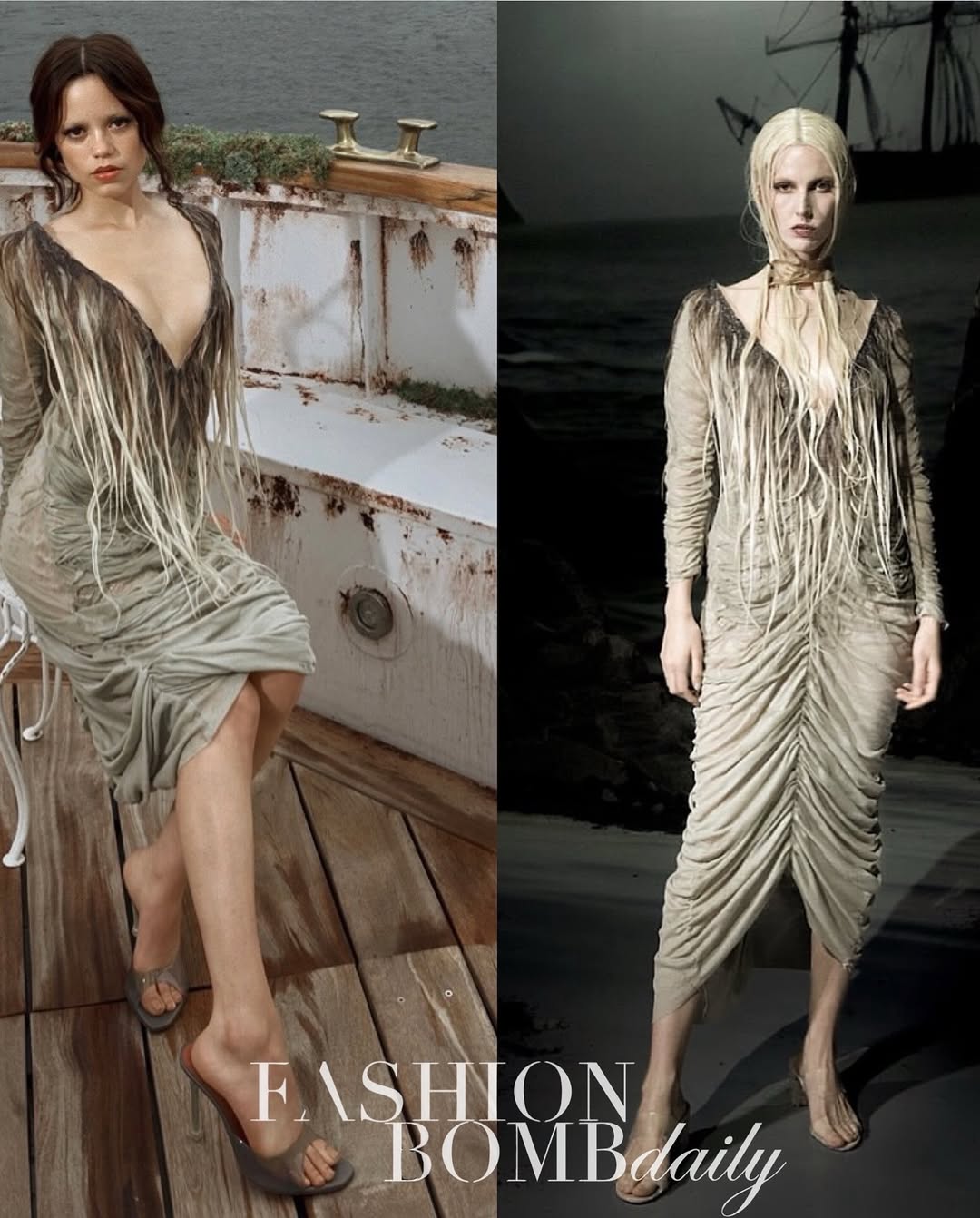 Jenna Ortega Promotes Wednesday Season 2 In A Grey Elena Velez YR006 Leech LK29 Dress 2